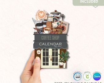 2027 Coffee Shop Desk Calendar Template, Barista Theme Printable (Commercial Use)