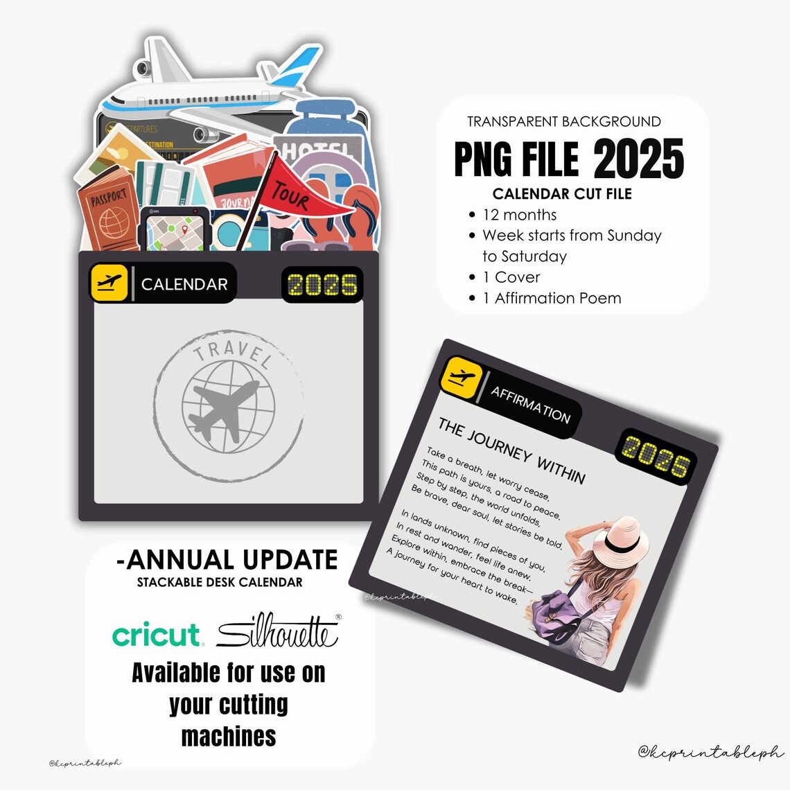 2026 Travel Stackable Desk Calendar Template | Editable Canva PDF | PNG ...