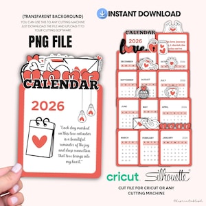 2026 Love Stacked Desk Calendar,  Png Files, Jpg, Pdf Calendar Editable Canva, Cut Files for Cutting Machines, Printable Desktop Calendar