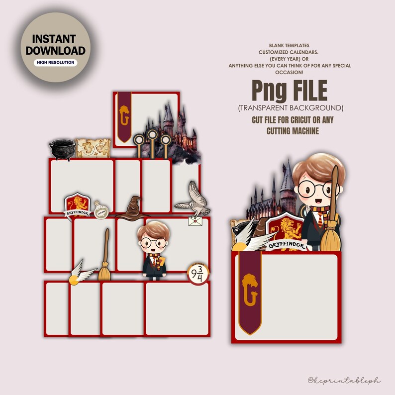 20242025 Wizard Calendar Printable DIY Jpg, Png, Pdf Templates