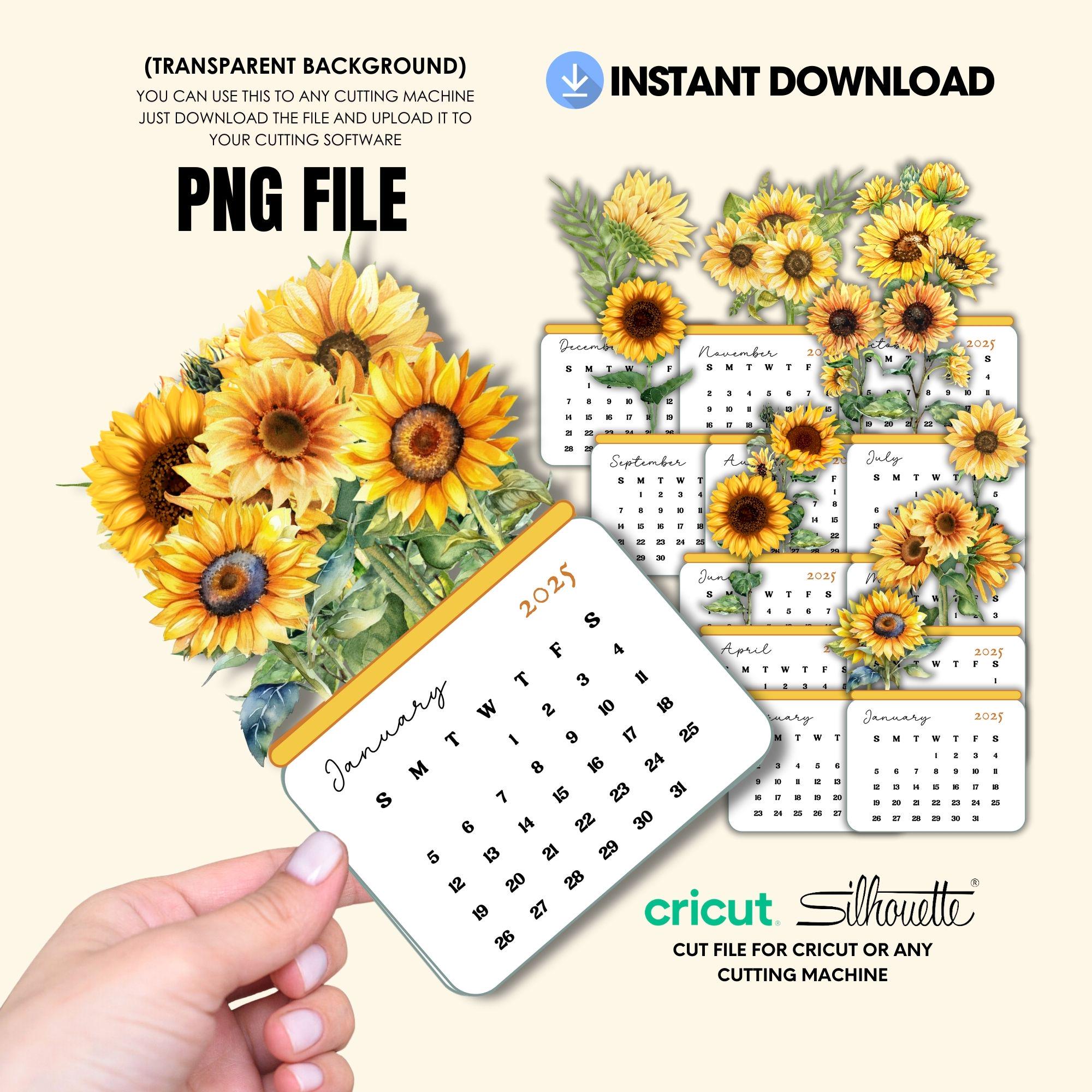 2025-sunflower-desk-calendar-printable-flowers-desk-calendar-pdf-and-jpg-to-print-png-for-cutting-machine-canva-editable-custom-content-etsy