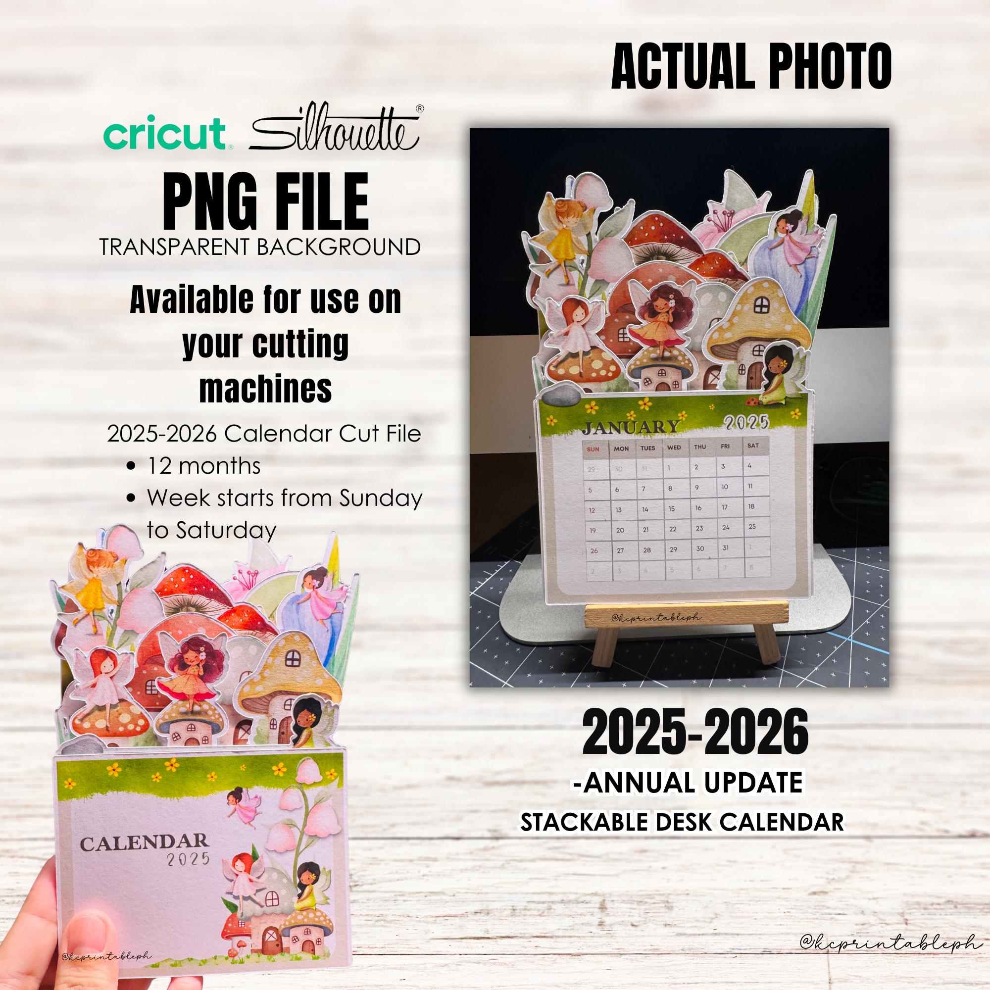 20252026 Fairy Mushroom Desk Calendar Printable Template Reusable