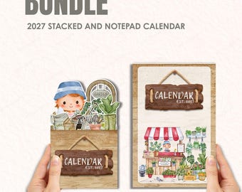 Calendario de jardinería apilable 2027 / Ilustración imprimible en acuarela para amantes de las plantas (uso comercial)