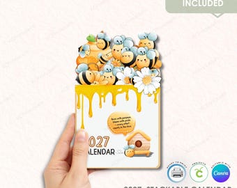 2027 Bee Stackable Desk Calendar Printable Bundle (Digital Download)