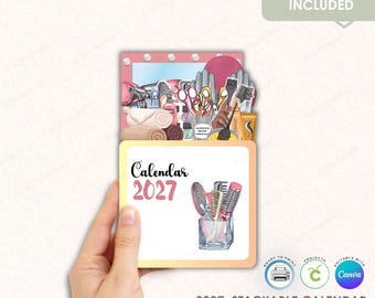 2027 Stackable Calendar | Hairdresser Salon Theme, Notepad (Digital Download)