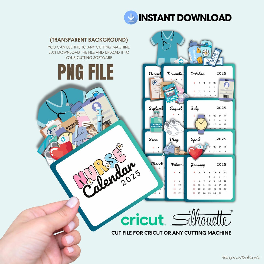 2025 Nurse Desk Calendar Template, Editable Canva Option PNG for