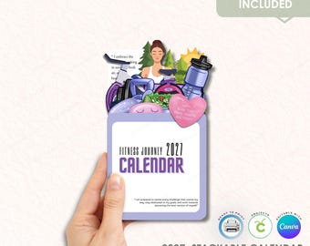 Fitness Journey 2027 Calendar Bundle, Stackable Desk Notepad (Digital Download)