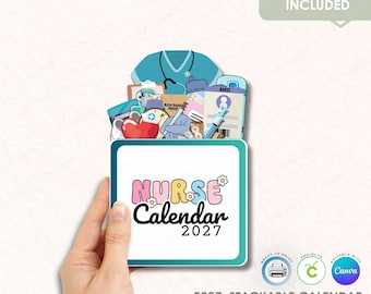 2027 Nurse Stackable Calendar Template | Printable DIY, Commercial Use (Digital Download)