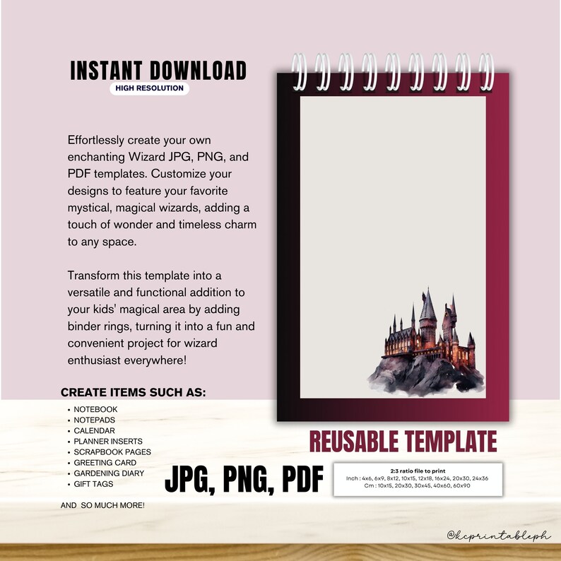 20242025 Wizard Desk Calendar Printable Template Reusable All Year