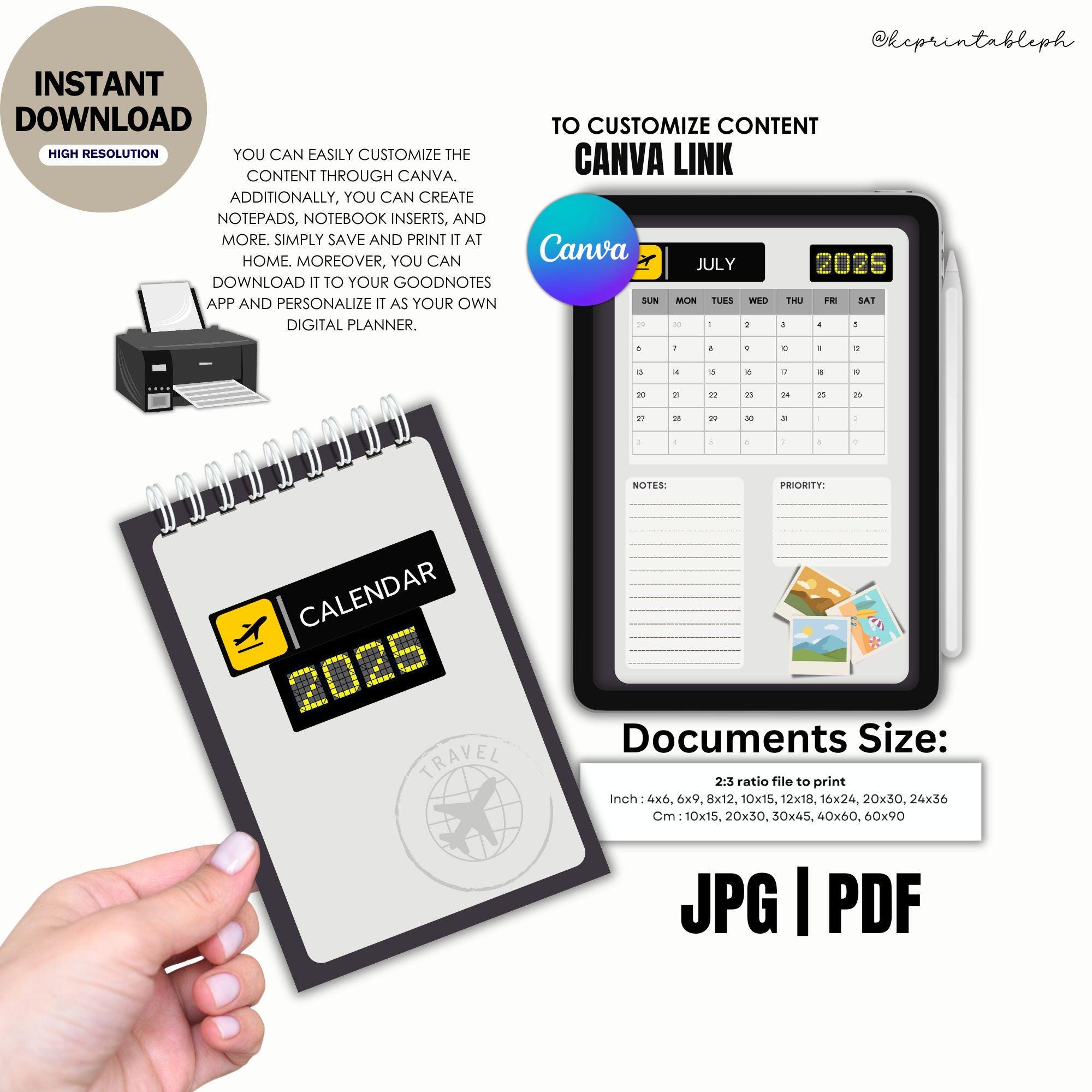 2026 Travel Stackable Desk Calendar Template | Editable Canva PDF | PNG ...