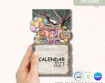 2027 Stackable Desk Calendar Bundle | Printable DIY Notepad (Digital Download)