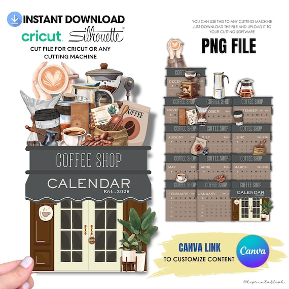 2026 Coffee Shop Desk Calendar: Barista Printable (canva Editable