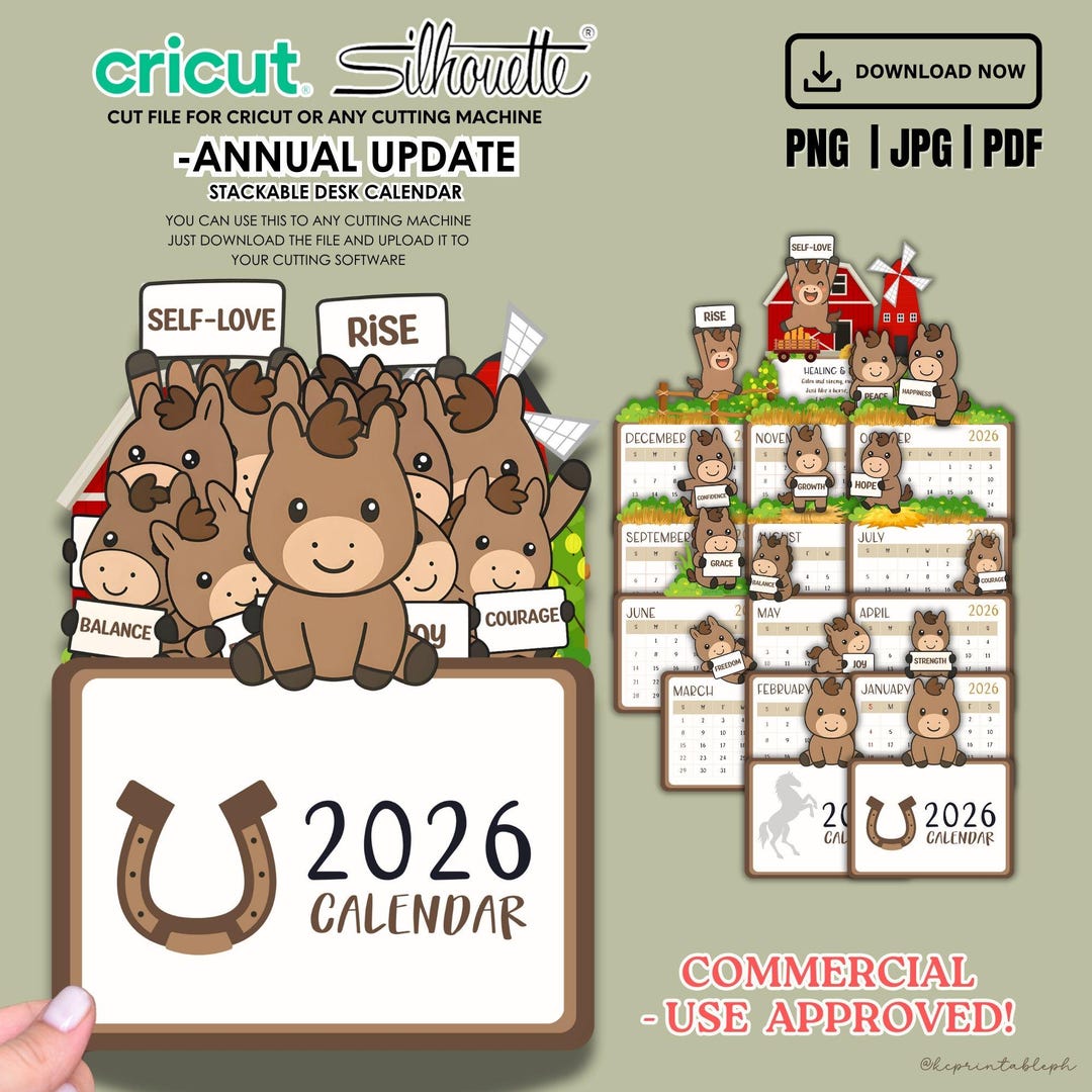 2026 Kawaii Horse Calendar | Printable Stackable Desk Calendar ...