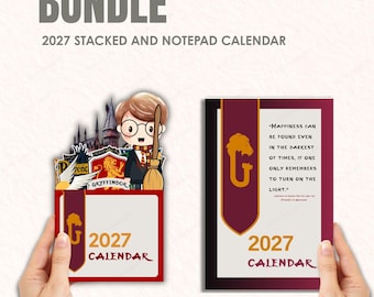 Calendario apilable Wizard 2027, bloc de notas, archivos para Cricut (descarga digital)