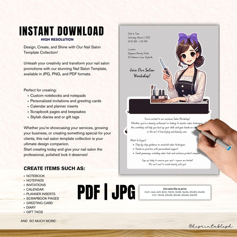 Saloon Notepad 2027 Nail Salon Calendar Template, Stackable Desk Calendar PNG, Cricut ...