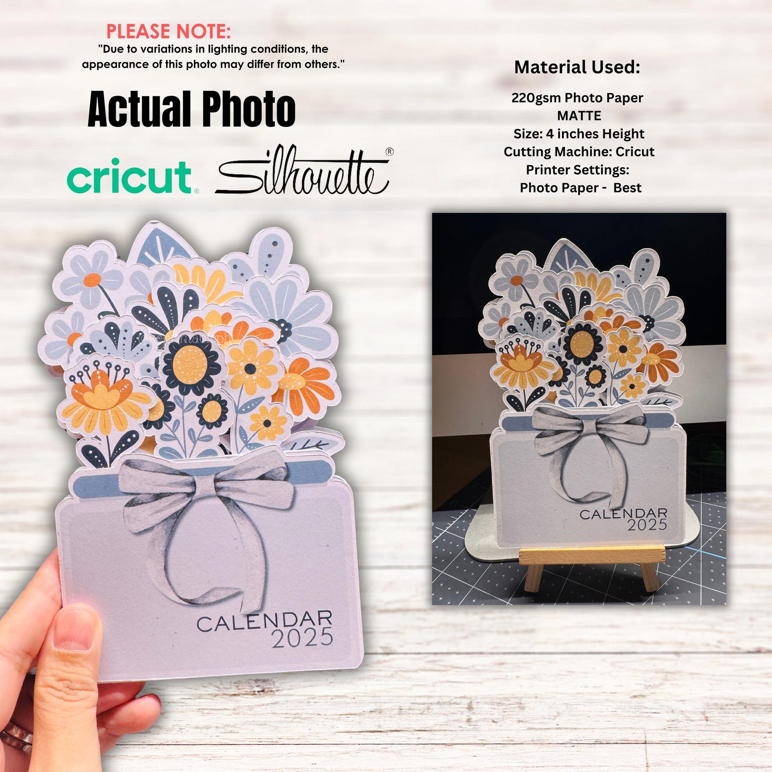 20252026 Boho Floral Desk Calendar Printable Template Reusable All