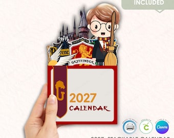 Wizard 2027 Stackable Calendar, Notepad, Cricut Files (Digital Download)