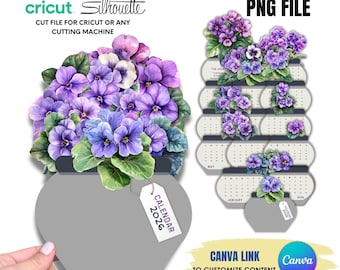 2026 African Violet Calendar: Stacked Floral Design (Digital Download)