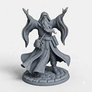 Miniatura Mago in resina scala 32mm per Tabletop RPG, Dungeons and Dragons, Pathfinder, Warhammer Proxy, Painting Hobb