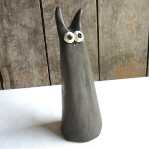 Anxious Rabbit Figurine, 6-3/4 Handmade Ceramic Bunny Art, Funny Silly Rabbit Figurine, Bunny Lover Gift Primitive Pottery Animal Sculpture image 4