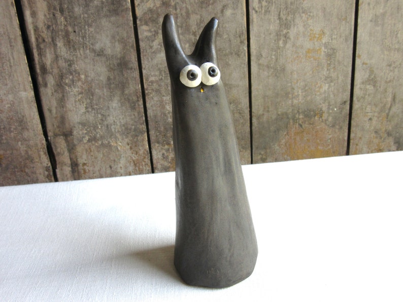 Anxious Rabbit Figurine, 6-3/4 Handmade Ceramic Bunny Art, Funny Silly Rabbit Figurine, Bunny Lover Gift Primitive Pottery Animal Sculpture image 4