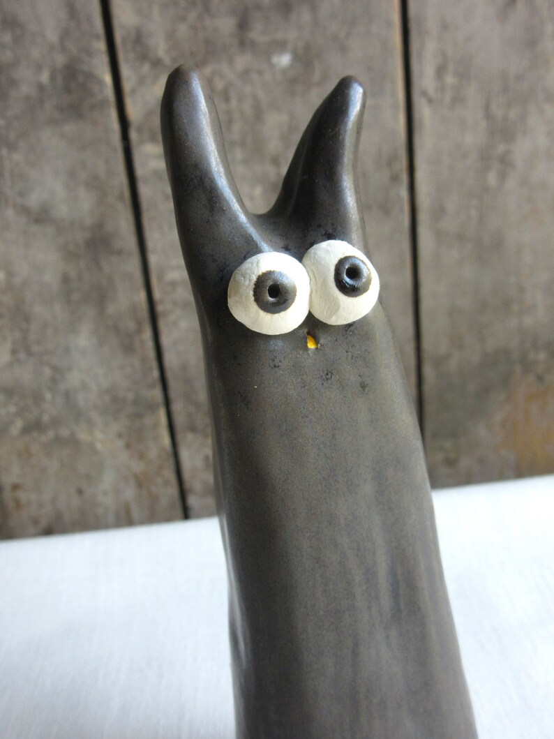 Anxious Rabbit Figurine, 6-3/4 Handmade Ceramic Bunny Art, Funny Silly Rabbit Figurine, Bunny Lover Gift Primitive Pottery Animal Sculpture image 6