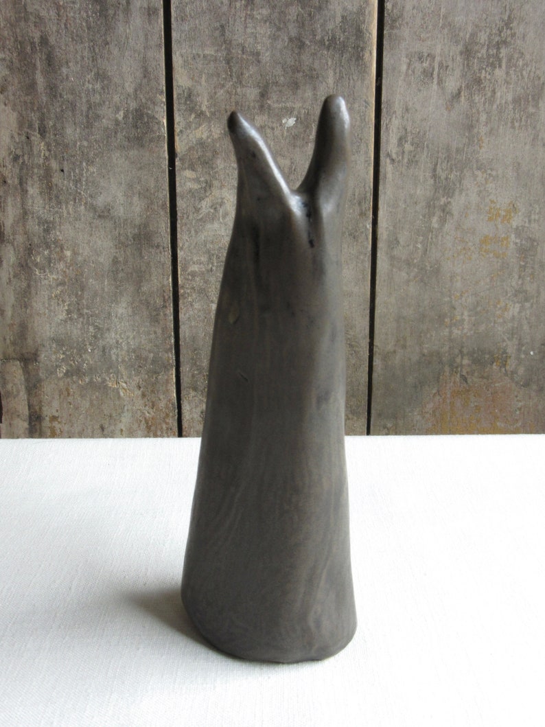 Anxious Rabbit Figurine, 6-3/4 Handmade Ceramic Bunny Art, Funny Silly Rabbit Figurine, Bunny Lover Gift Primitive Pottery Animal Sculpture image 9