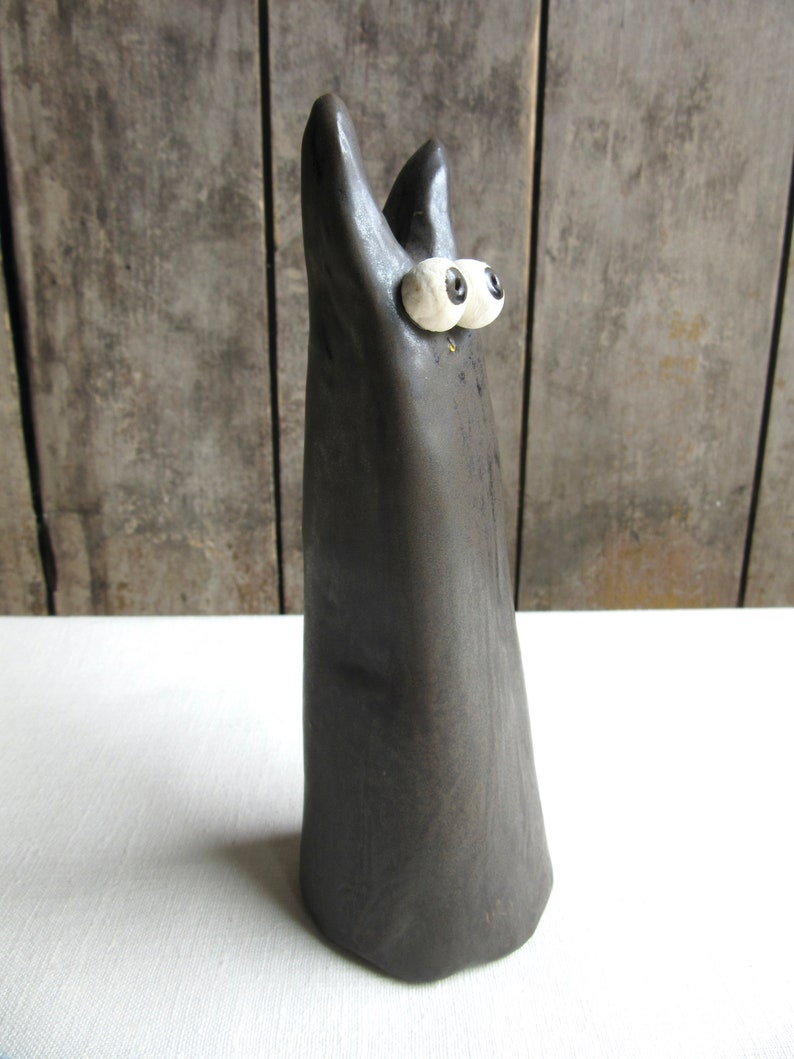 Anxious Rabbit Figurine, 6-3/4 Handmade Ceramic Bunny Art, Funny Silly Rabbit Figurine, Bunny Lover Gift Primitive Pottery Animal Sculpture image 8