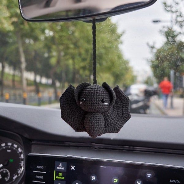 Gehäkelte Fledermaus Auto Anhänger: Halloween Rückspiegel Dekoration