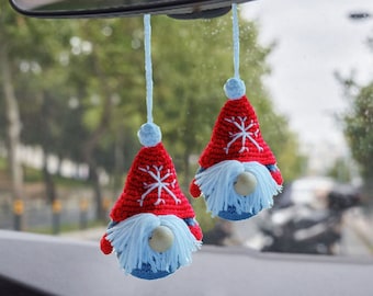 Cute Car Accessories Interior, Hanging Crochet Gnome, Christmas Car Accessory, Gingerbread in the Rearview Mirror,Crochet Christmas Ornament