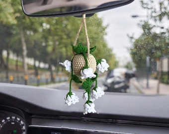 Lily of The Valley Car Hanging Crochet, Cute Car Accessories For Women, Car Mirror Hanging Accessories, Personalized Gift for Driver License
