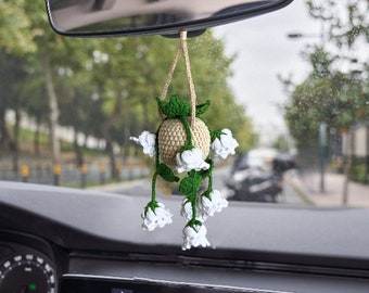 Lily of The Valley Car Hanging Crochet, Cute Car Accessories For Women, Car Mirror Hanging Accessories, Personalized Gift for Driver License