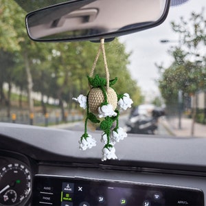 Lily of The Valley Car Hanging Crochet, Cute Car Accessories For Women, Car Mirror Hanging Accessories, Personalized Gift for Driver License
