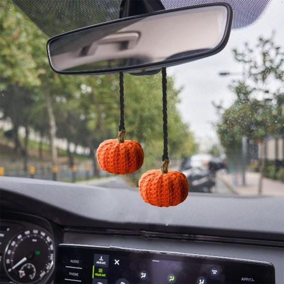 Crochet Pumpkin Car Mirror Hanger: Halloween Car Charm - Etsy