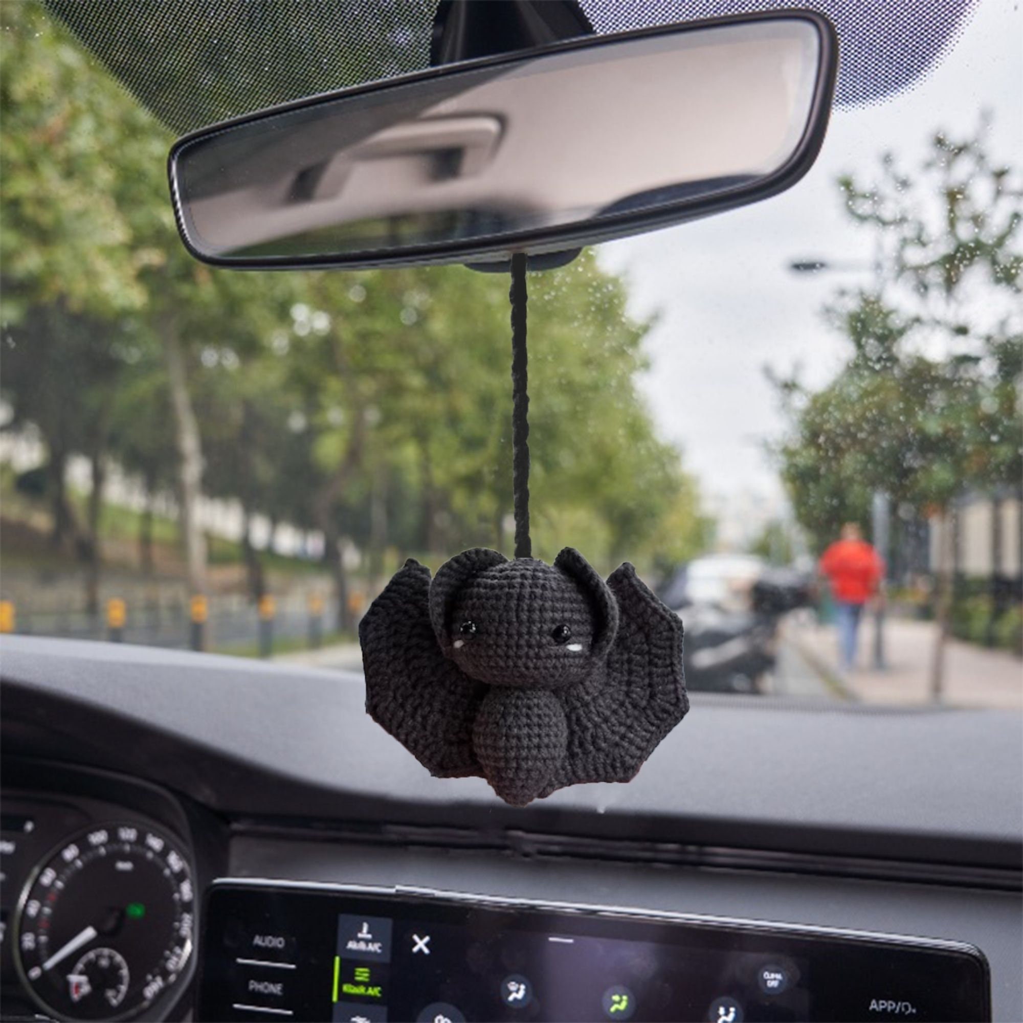 Cute Car Mirror Hanging Orange Fruit Car Interior Rear View Mirror Flower Car  Accessories Crochet Gift for Car 