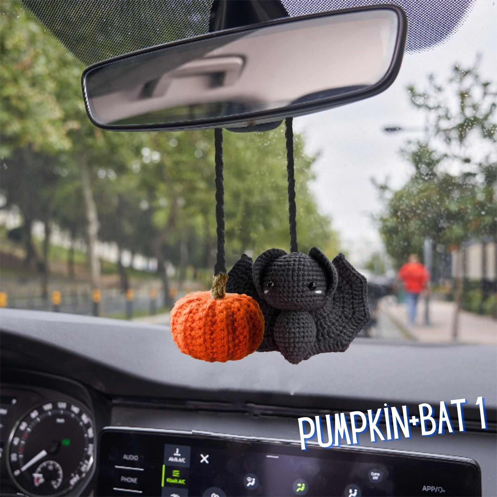 Halloween Crochet Car Accessories, Halloween Decor Car Mirror