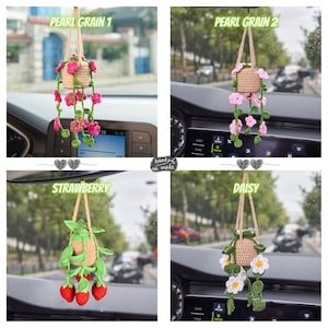 Personalized Plant Car Hanging Accessories, Cute Crochet Flower Car Ornament, Custom Gift Idea for Succulent Plant Lovers image 4