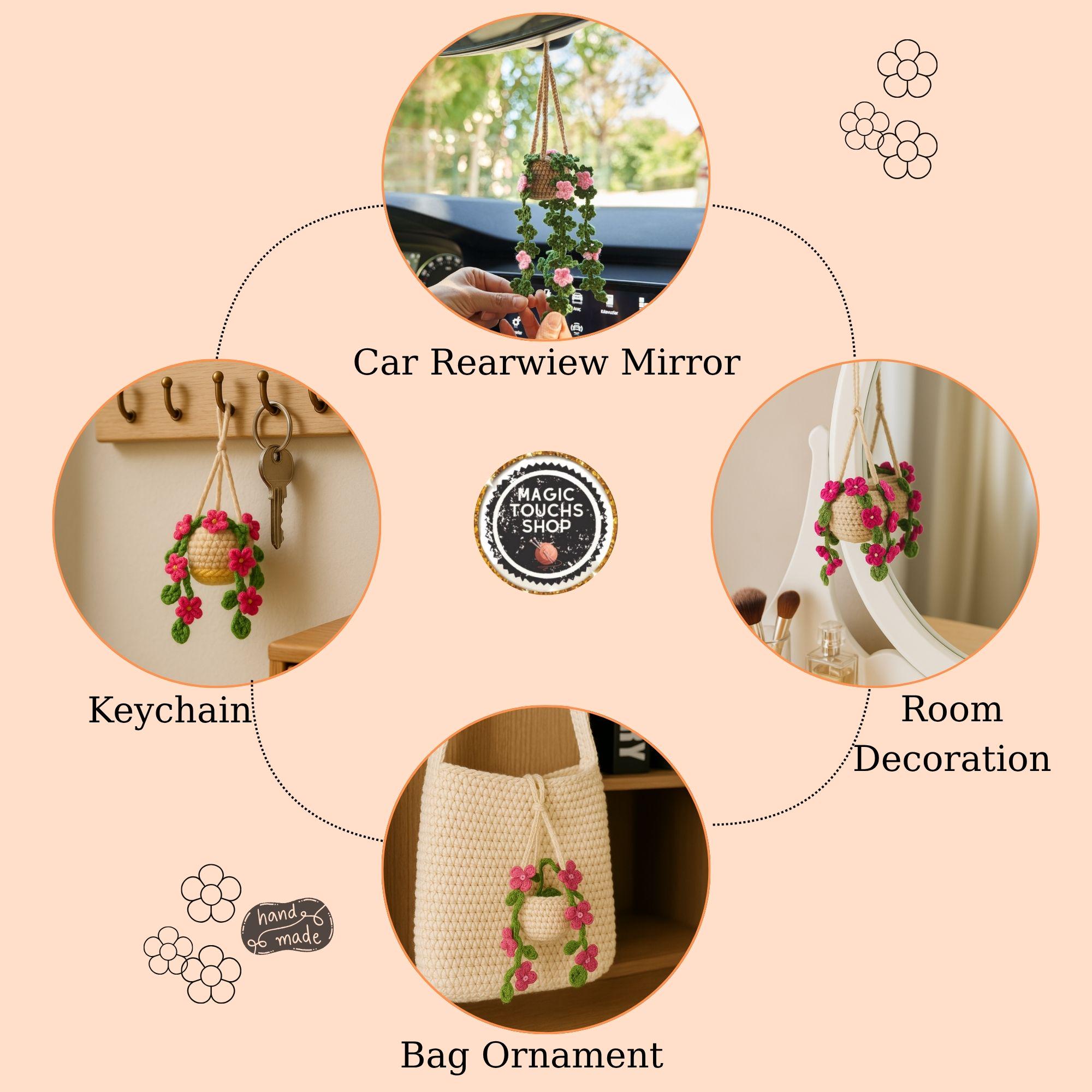 Personalized Crochet Daisy Car Hanging: Plant Lover Gift - Etsy
