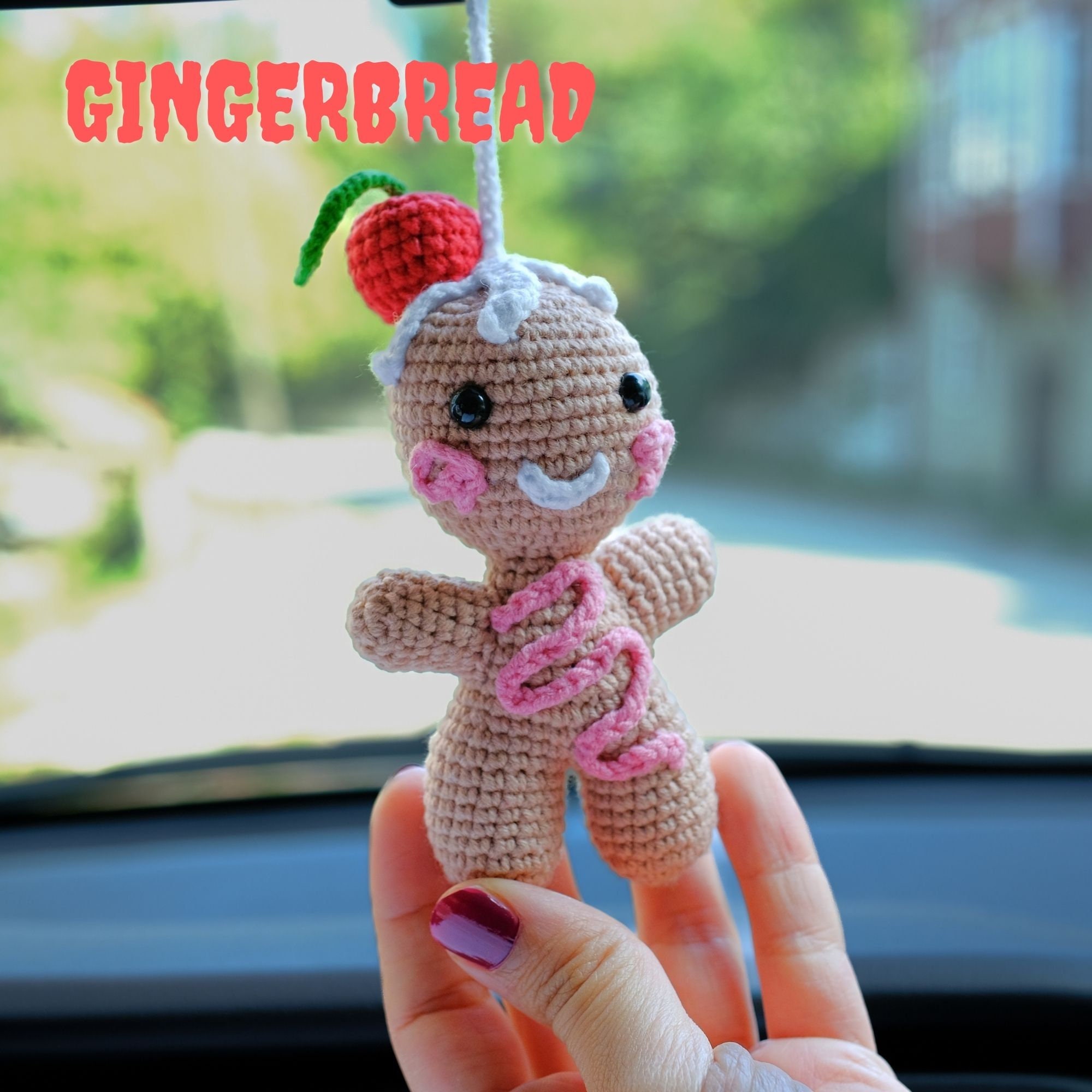 Isyende Cute Car Accessories Crochet Hanging Christmas Tree, Car Pendant  Interior Rearview Mirrors Charms Hanging Ornament, Cute Car Accessories for