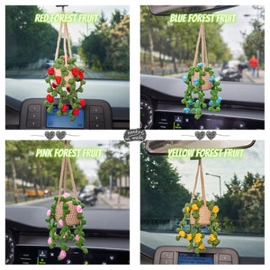 Personalized Plant Car Hanging Accessories, Cute Crochet Flower Car Ornament, Custom Gift Idea for Succulent Plant Lovers image 5