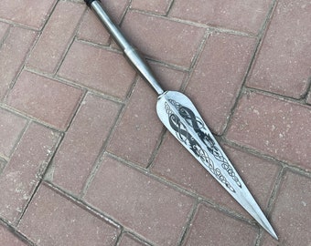Custom Viking Ragnar Spear, Engraved Double-Edged Throwing Spear