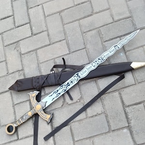 Replica Excalibur Sword Fantasy Display Blade | Handmade Medieval Collectible Inspired by Once Upon a Time | Decorative Present for Him.