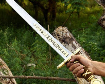 Handmade Sword of Merlin Excalibur ,Knight Templar sword; Viking sword from the Middle Ages, Best Gift for Boyfriend, Father, Children.