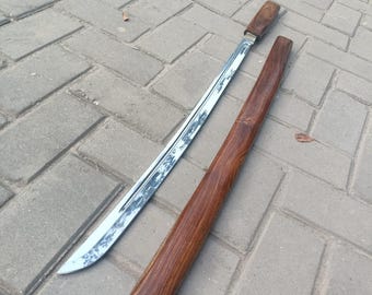 Handcrafted Japanese Shirasaya Tanto Katana Sword | Complete Tang Ninja Samurai | Actual Steel Blade with Wooden Sheath.