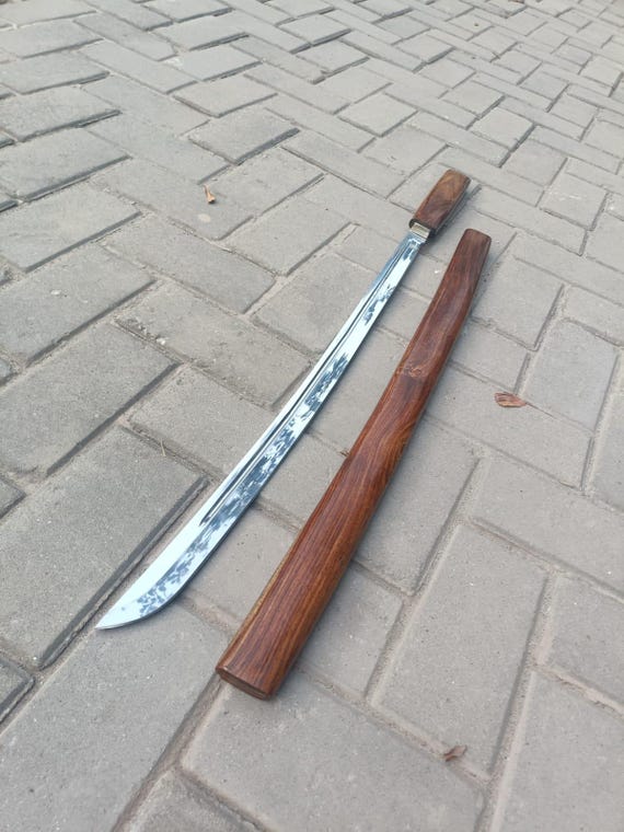 Handcrafted Japanese Shirasaya Tanto Katana Sword | Complete Tang Ninja Samurai | Actual Steel Blade with Wooden Sheath.