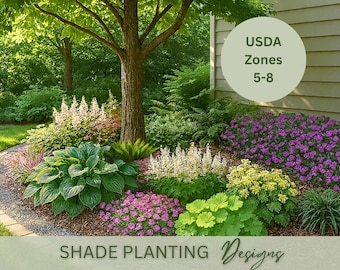Shade Garden Design Plan | Landscape Design: Zones 5-8, Pre-Planned Landscape (Digital Download)