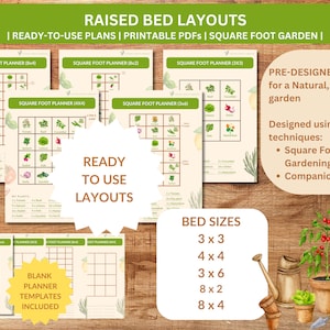 Square Foot Garden Plans: Raised Bed Layouts & Companion Planting (PDF)