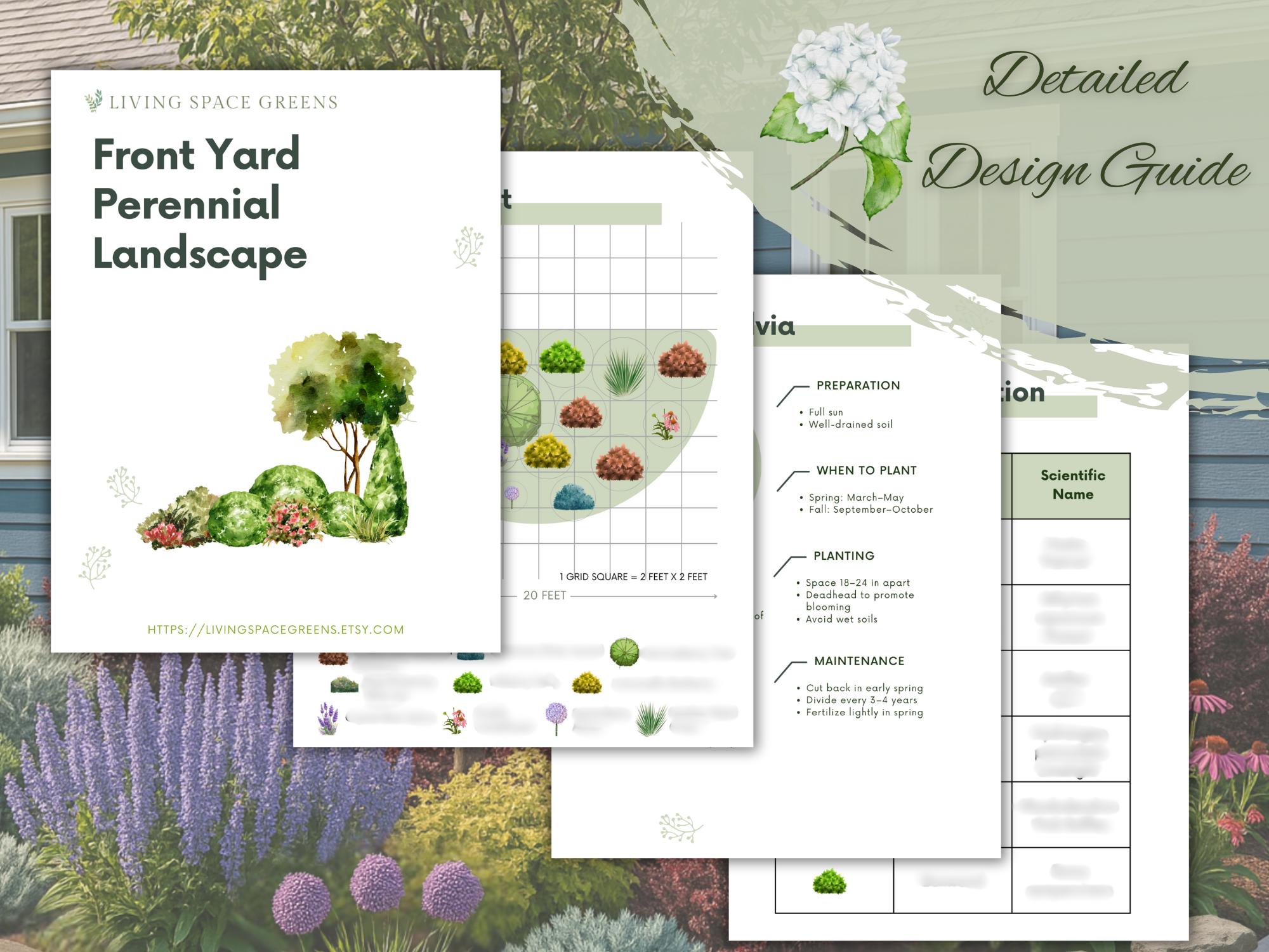 Front Yard Landscape Design Plan: Full Sun Eco-friendly Perennial ...