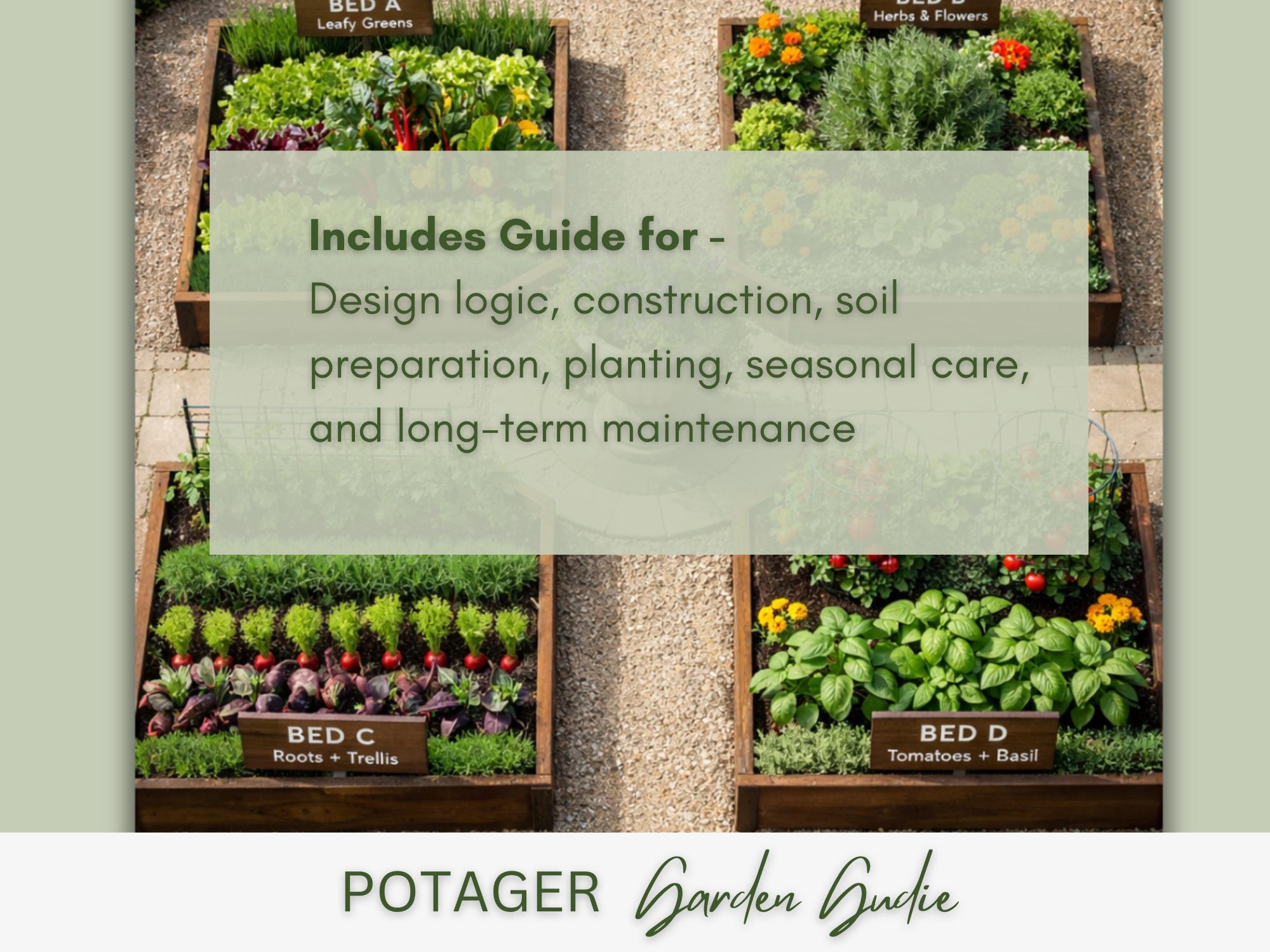 Potage Design Potager Garden Design Guide PDF | Raised Bed Vegetable Garden Plans - Etsy