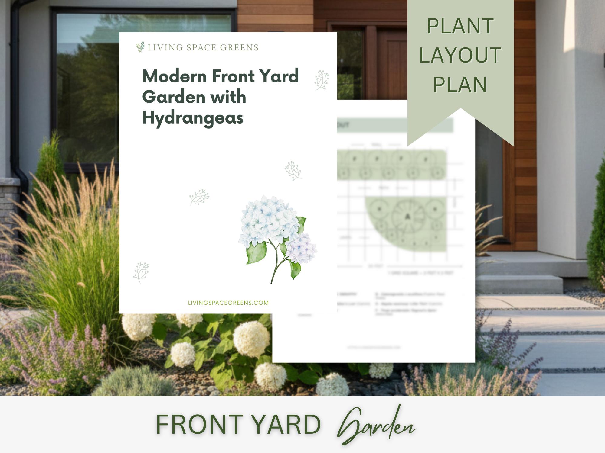 Modern Front Yard Landscape Design Plan | Hydrangea Full Sun Garden ...